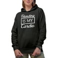 thumbnail image 1 of Blending Is My Cardio, Exercise Humor, Beauty Themed Merch Gift for Makeup Artist or Lovers, Cosmetologists & Beauticians, Black Hooded Sweatshirt or Hoodie, Small, 1 of 5