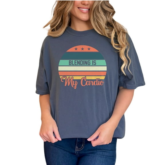 Blending Is My Cardio Retro Style, Denim Comfort Colors T-Shirt, Medium