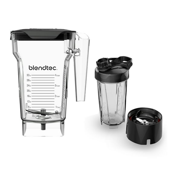 Blendtec FourSide (75 oz) GO Travel Bottle (34 oz) BUNDLE-Professional-Grade Blender Jar-BPA-free-Clear