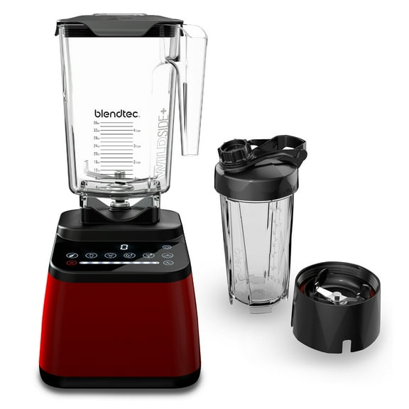 Blendtec Designer Series Blender - WildSide+ Jar (90 oz) and Blendtec GO Travel Bottle (34 oz) BUNDLE - Professional-Grade Power - Self-Cleaning - 6 Pre-programmed Cycles - 8-Speeds - Red