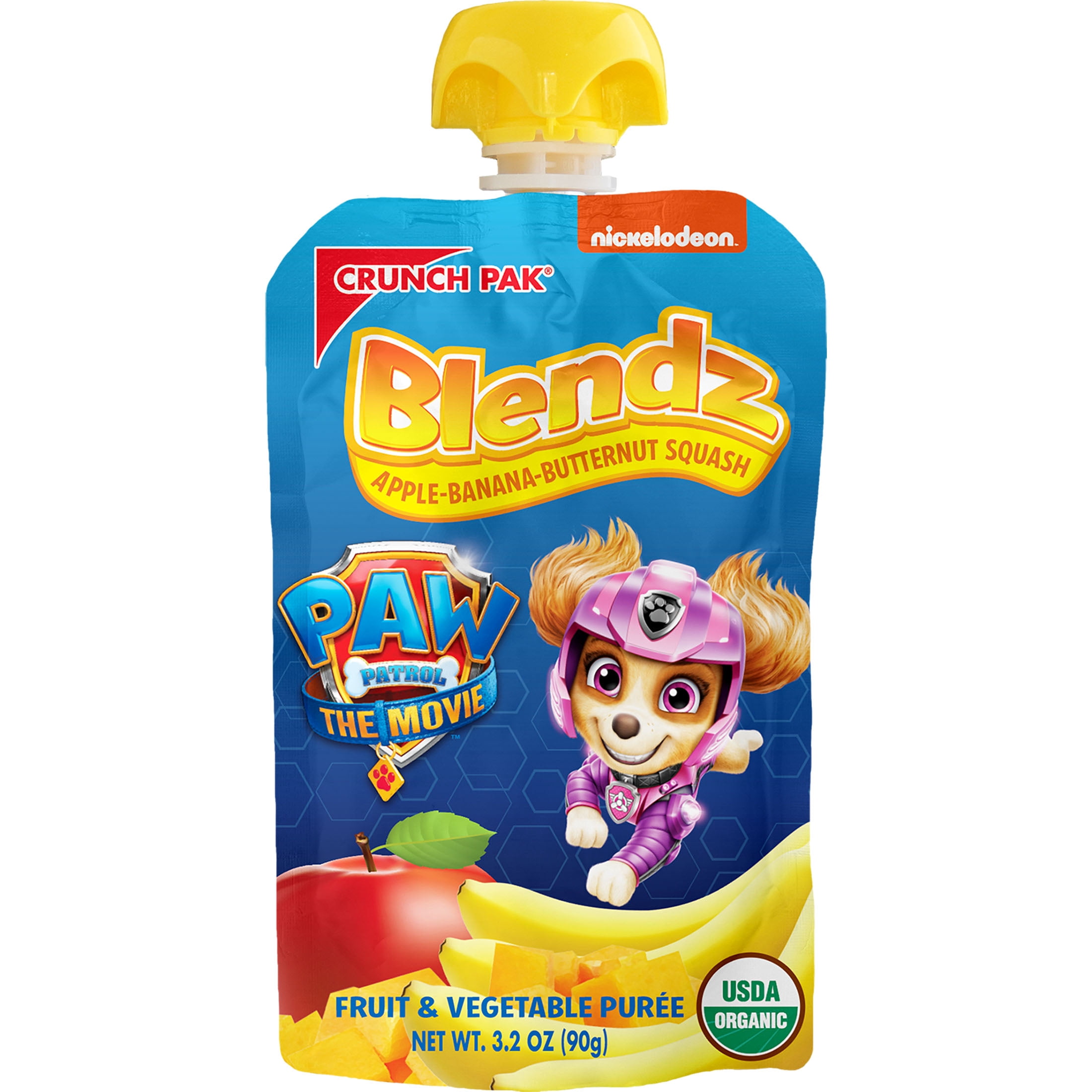 Crunch Pak Blendz PAW Patrol Organic Fruit Pure Pouch (Pack of 18) - Apple Banana Butternut Squash 3.2 oz