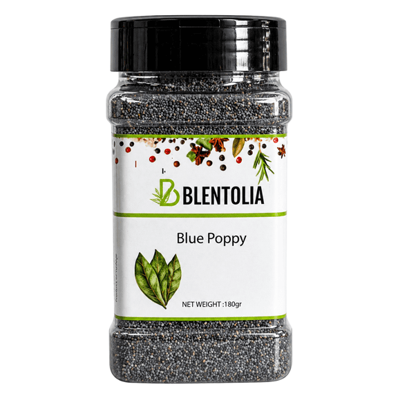 Blentolia Blue Poppy Seeds 180g (6.35 oz) | Premium Poppy Seed Topping | Nutty Crunchy Flavor | Perfect for Baking Bread, Bagels, Cakes, Salads & Yogurt
