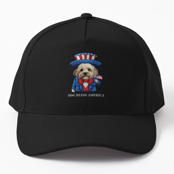Bless America Havanese Baseball Cap, USA Fourth of July Canine Celebration Hat, Gift Style