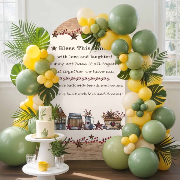 Bless This Arch Backdrop Cover, 7.2FT, Home Farmhouse Country Star Barn Bucket Berry Spandex Arch Covers Double-Sided Backdrop for Wedding Birthday Party Photo Background Decoration
