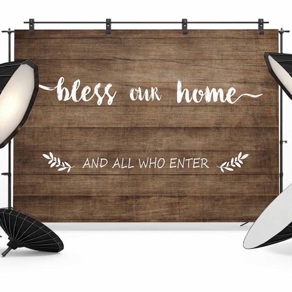 Bless Our Backdrop for Photography, Home and All Who enter Photo Backdrop Portrait Background Party Banner Photo Backgrounds for Studio Booth Props, 7x5ft