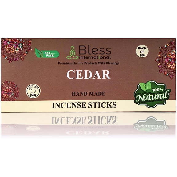 Bless-CEDAR-Incense-Sticks 100%-Natural-Handmade-Hand-Dipped-Incense-Sticks Organic-Chemicals-Free For-Purification-The-Best-Woods-Scent (100 Sticks(150GM))