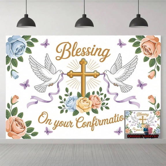 Bless Your Confirmation Peach Skin Velvet Tapestry Background Banner for Indoor Outdoor Weddings Birthdays Home Decoration Gift for Friends And Family