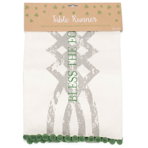 Bless Food Family Celtic Green 72 x 13 Fabric Decorative Table Runner
