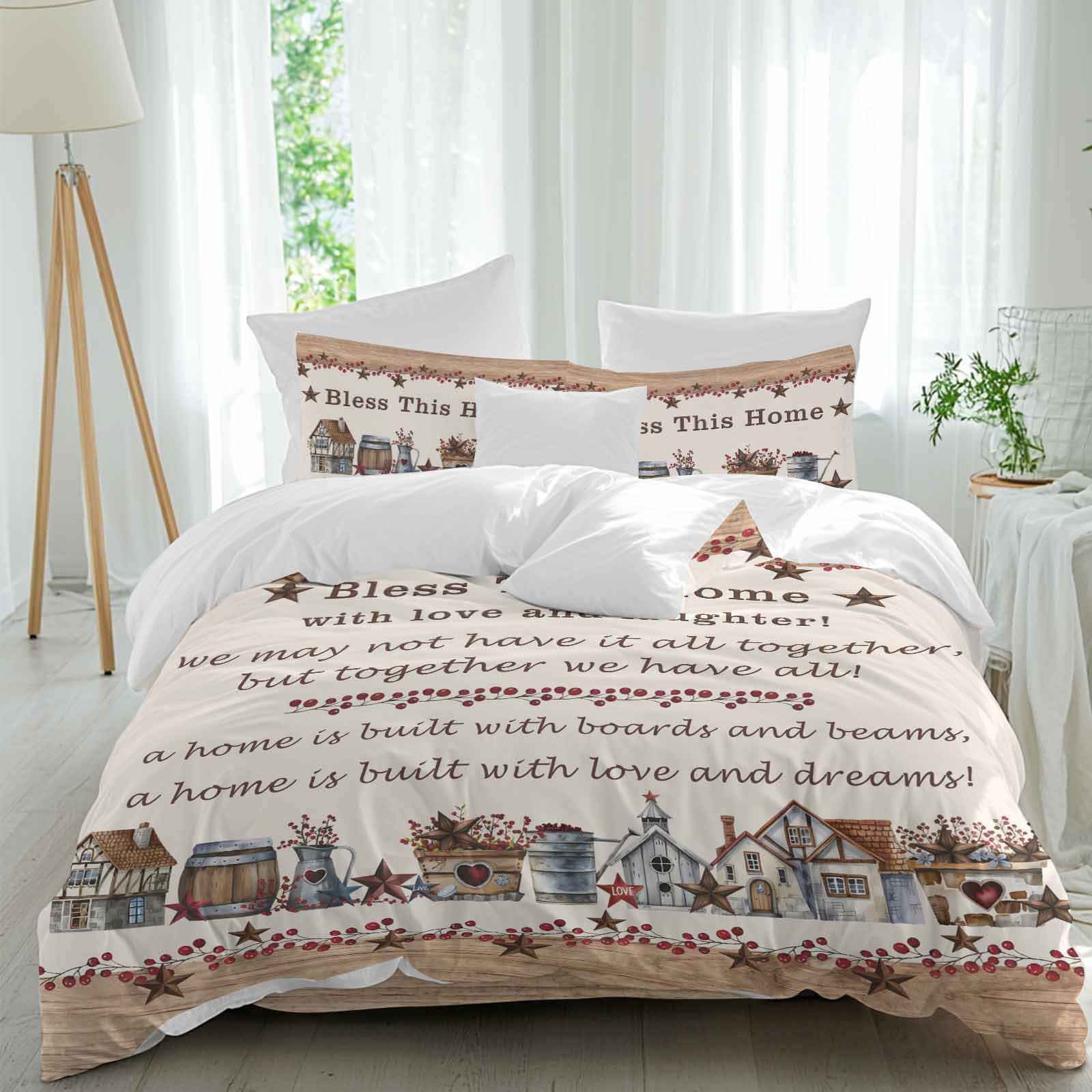 Bless This Full Size Comforter Set, Home Farmhouse Country Star Barn ...