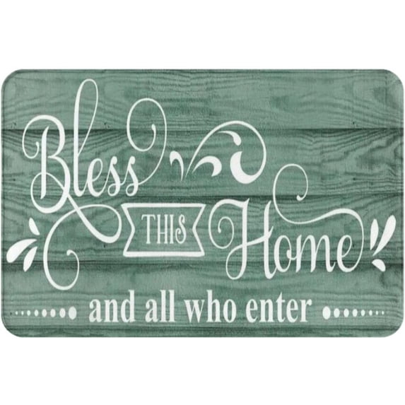 Bless This Home and All Who Enter Welcome Non-Slip Absorbent Resist Dirt Doormat Entrance Rug Inside Floor Mats for Home Bedroom Kitchen Front Porch 16"×24"