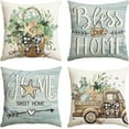 thumbnail image 1 of Bless Our Home Eucalyptus Leaves Starfish Throw Pillow Covers, 18 x 18 Inch Seasonal Spring Summer Truck Home Sweet Home Cushion Case Decorations Set of 4, 1 of 6
