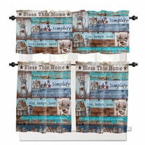 Bless This Home Kitchen Curtains Valances and Tiers Set of 3, 24 Inch Length Tier Curtains and Valance Rod Pocket Valance Curtains Set for Kitchen Bathroom Small Windows
