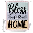 Bless Our Home Shower Curtain Set with Hooks, Leaf Color Block Stripe ...