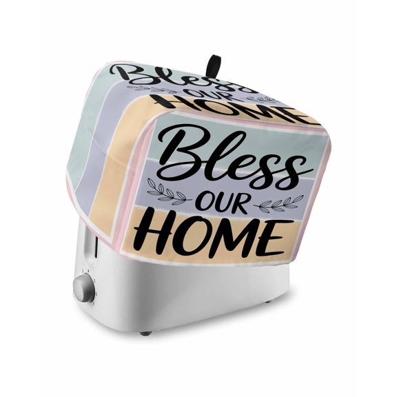 Bless Our Home Toaster Cover 2 Slice, Small Kitchen Appliance Covers, Wheat Color Black Stripes Aesthetic Toaster Oven Cover with Loop, Bread Machine Cover Polyester Dust Cover Protection