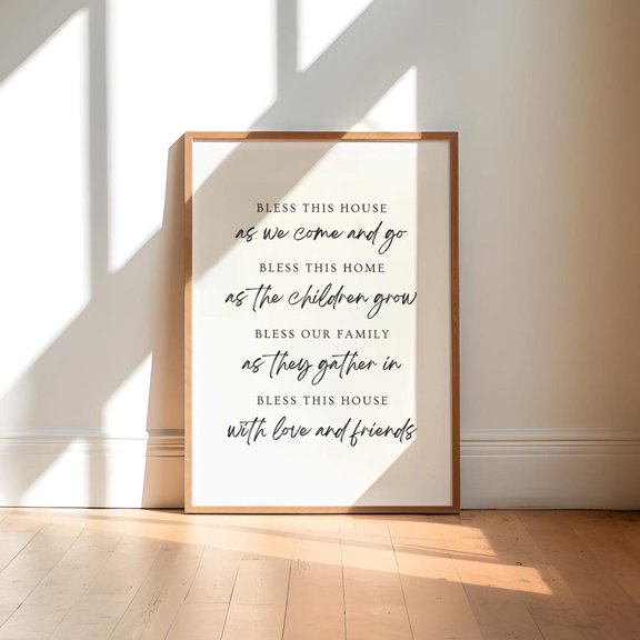 Bless House Blessing Entryway Christian Family Sign Quote Modern Decorative Design Portrait Decor