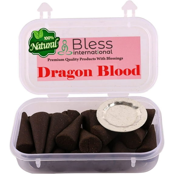 Bless-International Dragon Blood 100%-Natural-Incense-Cones Handmade-Hand-Dipped Organic-Chemicals-Free for-Purification-Relaxation-Positivity-Yoga-Meditation The-Best-scents (120 Count )
