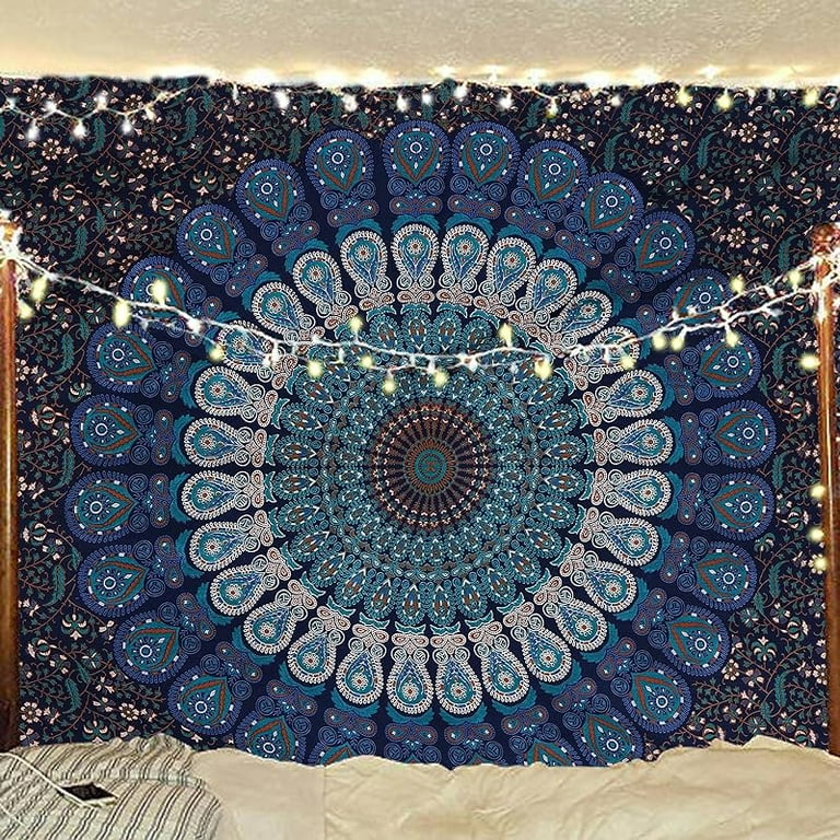 Blue White Hippie Bedroom Tapestry Mandala Art Psychedelic Hanging Wall Decor Blue White Hippie Bedroom Tapestry Mandala Art Psychedelic Hanging Wall Decor