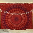 thumbnail image 1 of Bless International Indian Hippie Bohemian Golden Blue Peacock Mandala 84''x 90'' Tapestry, 1 of 4