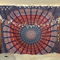 thumbnail image 1 of Bless International Indian Hippie Bohemian Golden Blue Peacock Mandala 54''x 72'' Tapestry, 1 of 4