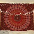 thumbnail image 1 of Bless International Indian hippie Bohemian Psychedelic Golden Blue Peacock Mandala Wall hanging Bedding Tapestry (Maroon Yellow, Poster (30x40Inches)(76x101cms)), 1 of 4
