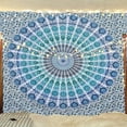 thumbnail image 1 of Bless International Indian hippie Bohemian Psychedelic Golden Blue Peacock Mandala Wall hanging Bedding Tapestry (Peacock Sky Blue, Queen (84x90Inches)(215x230Cms)), 1 of 5