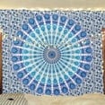 thumbnail image 1 of Bless International Indian hippie Bohemian Psychedelic Golden Blue Peacock Mandala Wall hanging Bedding Tapestry (Peacock Sky Blue, Twin (54x72Inches)(140x185cms)), 1 of 4