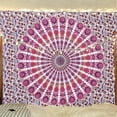 thumbnail image 1 of Bless International Indian hippie Bohemian Psychedelic Golden Blue Peacock Mandala Wall hanging Bedding Tapestry (Pink Blue, Poster (30x40Inches)(76x101cms)), 1 of 4