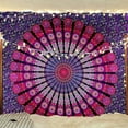 thumbnail image 1 of Bless International Indian hippie Bohemian Psychedelic Golden Blue Peacock Mandala Wall hanging Bedding Tapestry (Purple Pink, King (88x104Inches)(225x265Cms)), 1 of 3