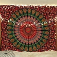 thumbnail image 1 of Bless International Indian hippie Bohemian Psychedelic Peacock Mandala Wall hanging Bedding Tapestry (Golden Red Green, Poster (30x40Inches)(76x101cms)), 1 of 4