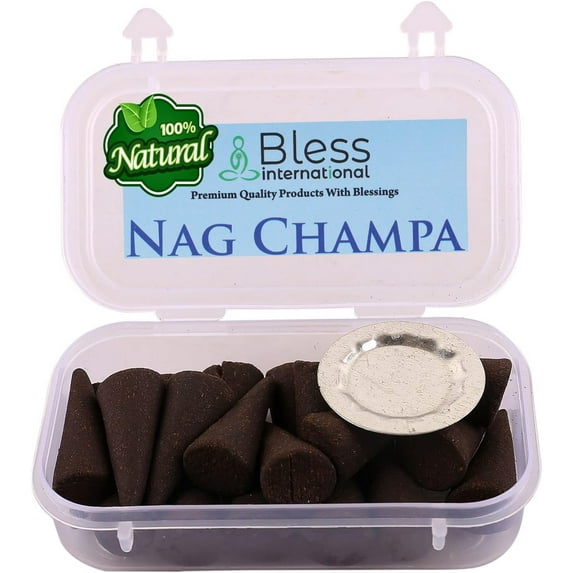Bless-International Nag Champa 100%-Natural-Incense-Cones Handmade-Hand-Dipped Organic-Chemicals-Free for-Purification-Relaxation-Positivity-Yoga-Meditation The-Best-scents (120 Count )