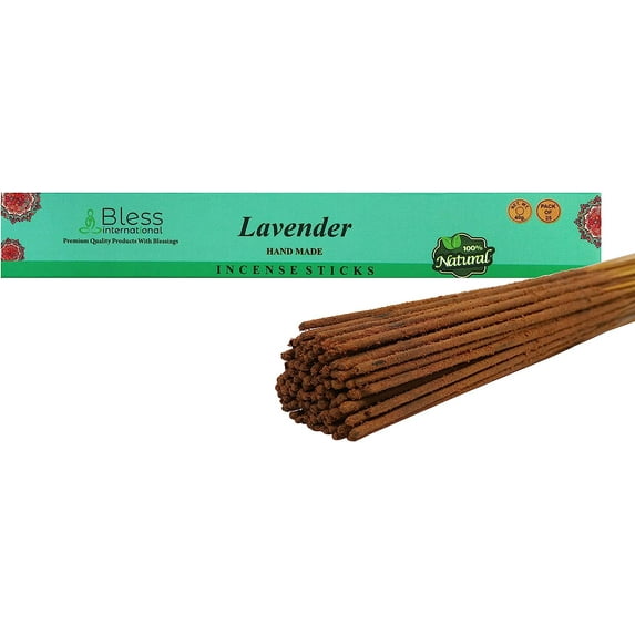 Bless-Lavender -Incense-Sticks 100%-Natural-Handmade-Hand-Dipped-Incense-Sticks Organic-Chemicals-Free For-Purification-The-Best-Woods-Scent (25 Sticks (40GM))