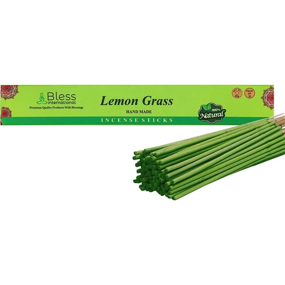 Bless-Lemon-Grass-Incense-Sticks 100%-Natural-Handmade-Hand-Dipped Organic-Chemicals-Free For-Purification-The-Best-Woods-Scent (25 Sticks (40GM))