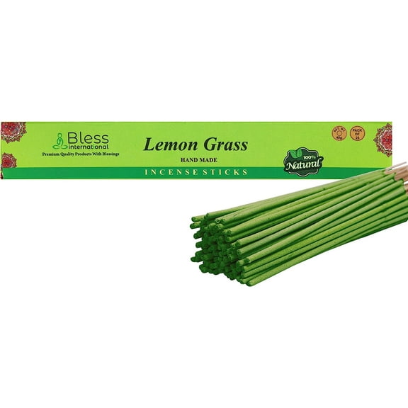Bless-Lemon-Grass-Incense-Sticks 100%-Natural-Handmade-Hand-Dipped Organic-Chemicals-Free For-Purification-The-Best-Woods-Scent (25 Sticks (40GM))