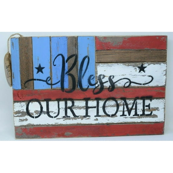 Bless Our Home 12-Inch x 18-Inch Wood Wall Art