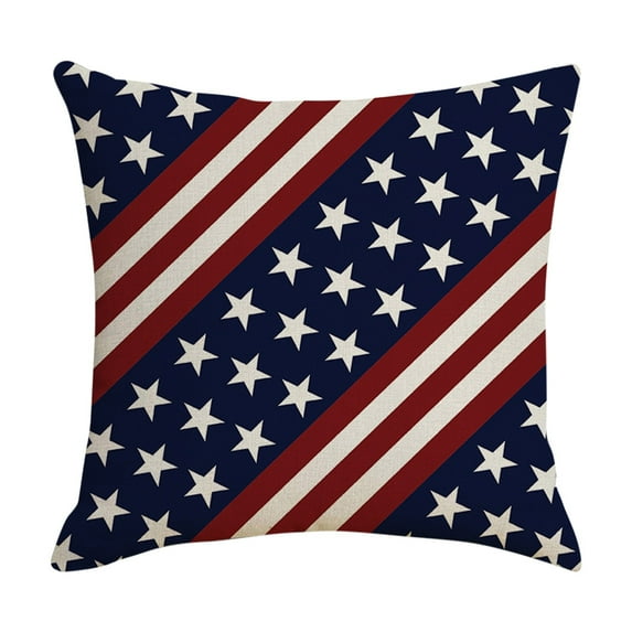 Bless Our Home America Stars Throw Pillow Covers, 18 x 18 Inch 4th of July Patriotic USA Flag Cushion Case for Sofa Couch, Independence Memorial Day