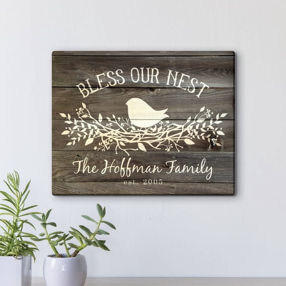 Bless Our Nest Personalized 11" x 14", 16" x 20" or 18" x 24" Canvas