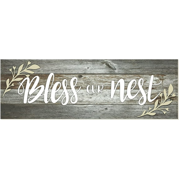 Bless Our Nest Rustic Wood Farmhouse Wall Sign (Gray) 6x18