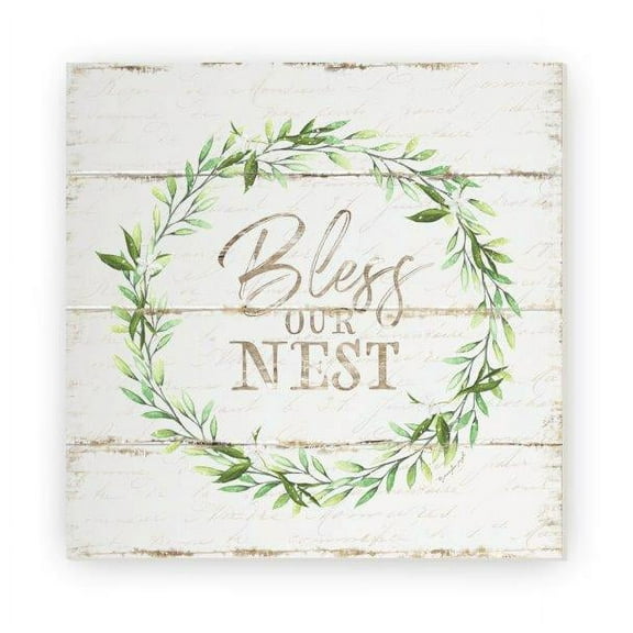 Bless Our Nest Rustic Wood Wall Sign 12x12 (Unframed)