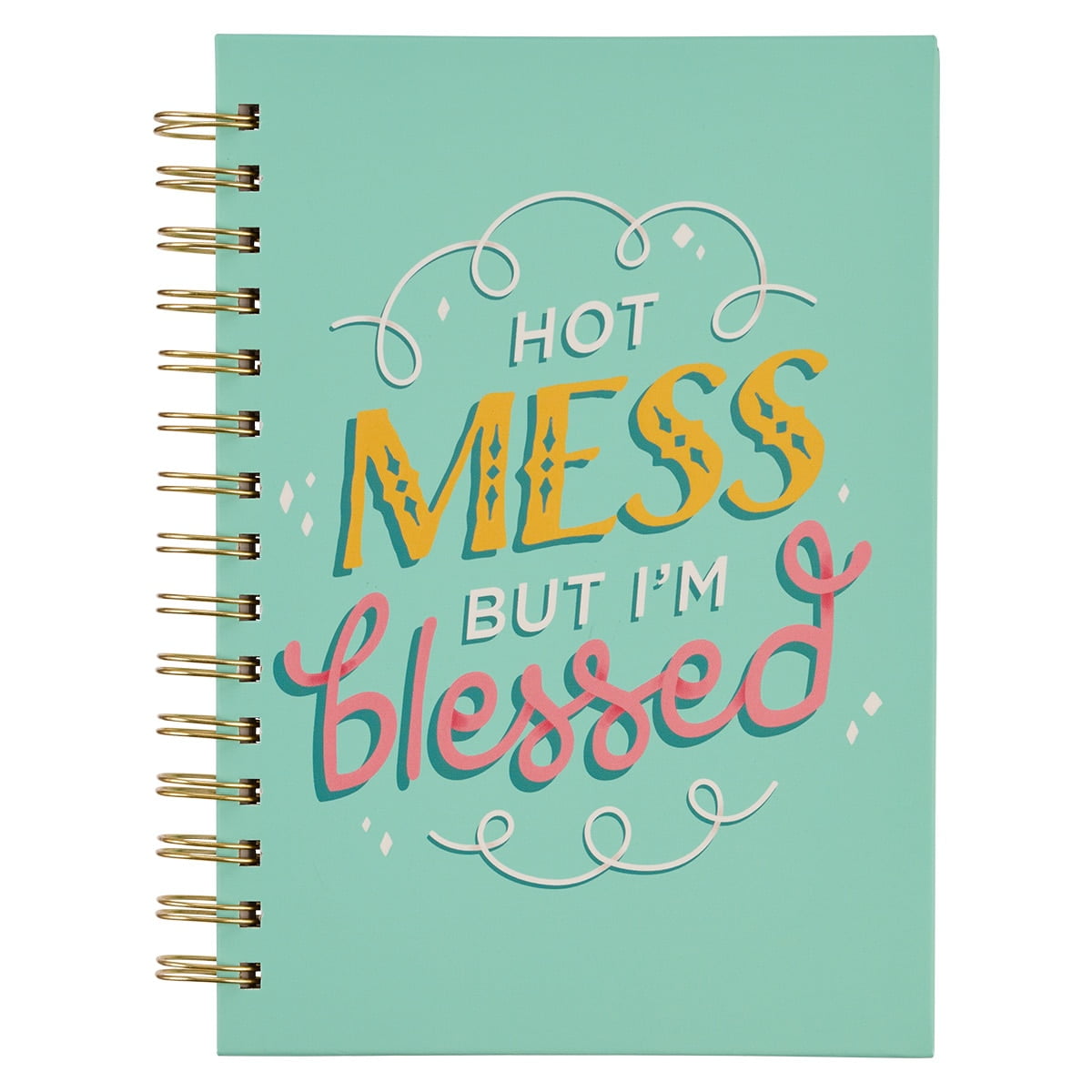 Bless Your Soul Funny Spiral Notebook, Hot Mess But I'm Blessed Teal, Large Hardcover Journal for Women, Composition Notebook for Work, Travel Journal for Writing,192 Lined Pages