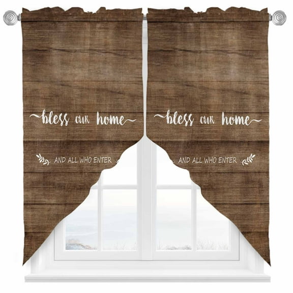 Bless Our Swag Valances for Windows 2 Pack Home and All Who enter Swag Kitchen Curtains 36 Inches Long Rod Pocket Short Window Treatment for Kitchen Bathroom 36"x36"