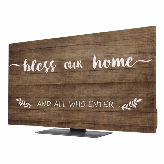 Bless Our TV Dust Cover 24 Inch, Home and All Who enter Computer Monitor Cover Dustproof Stretchable Indoor TV Screen Protector for LED LCD Universal Monitors