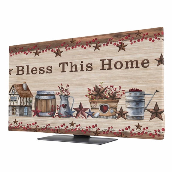 Bless This TV Dust Cover 75 Inch, Home Farmhouse Country Star Barn ...