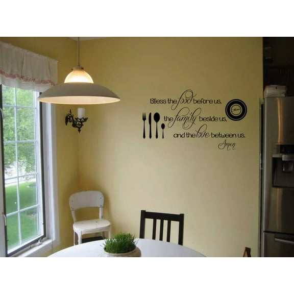 Bless The Food Before Us Kitchen Vinyl Wall Decal Religious Dining Room Quote