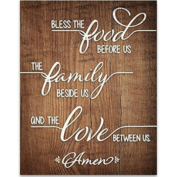 Bless The Food Before Us - Prayer - 11x14 Unframed Typography Art Print - Great Kitchen/Dining Room Decor (Printed on Paper, Not Wood)