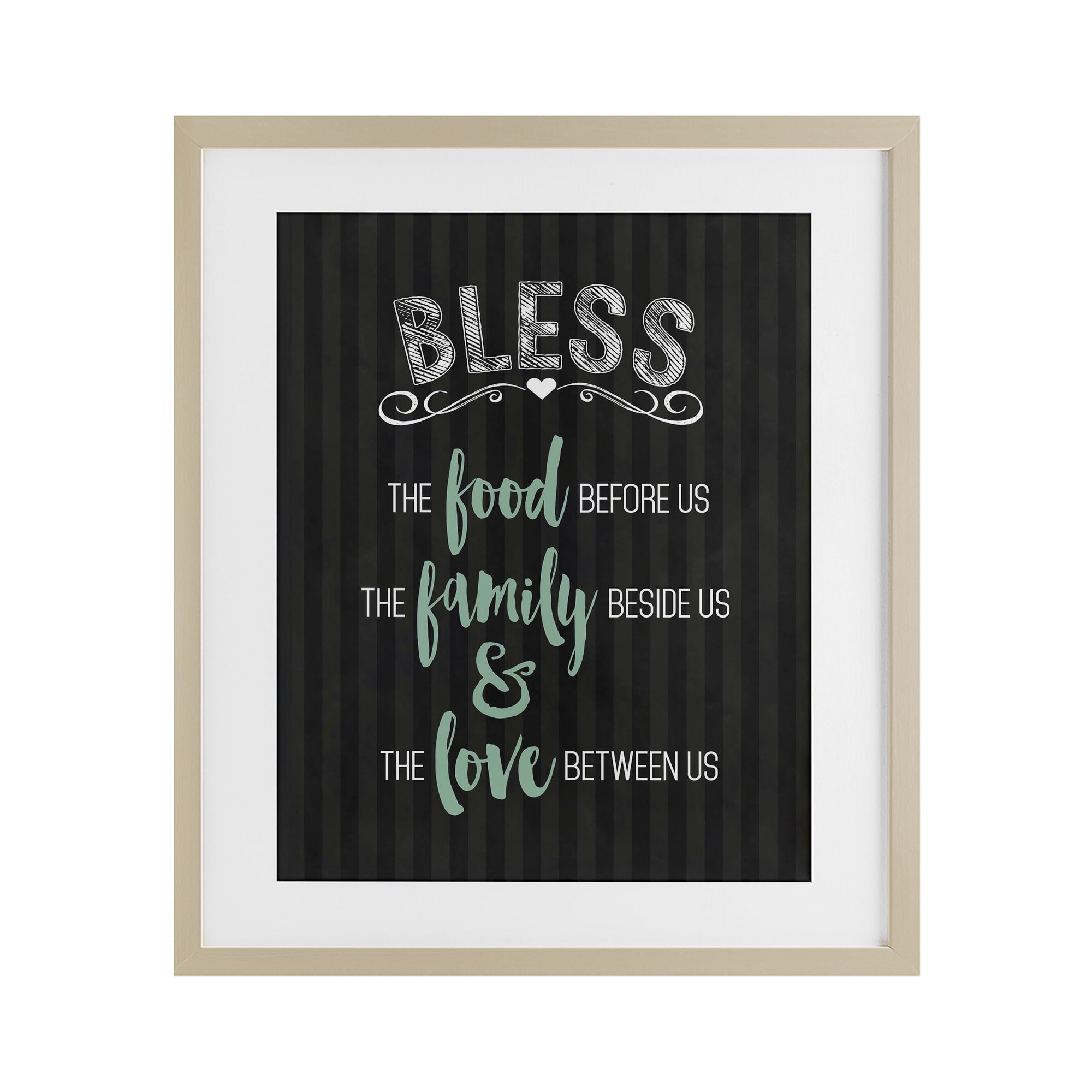 Bless The Food Family & Love Birch Framed Print Under Glass, design by Lettered and Lined