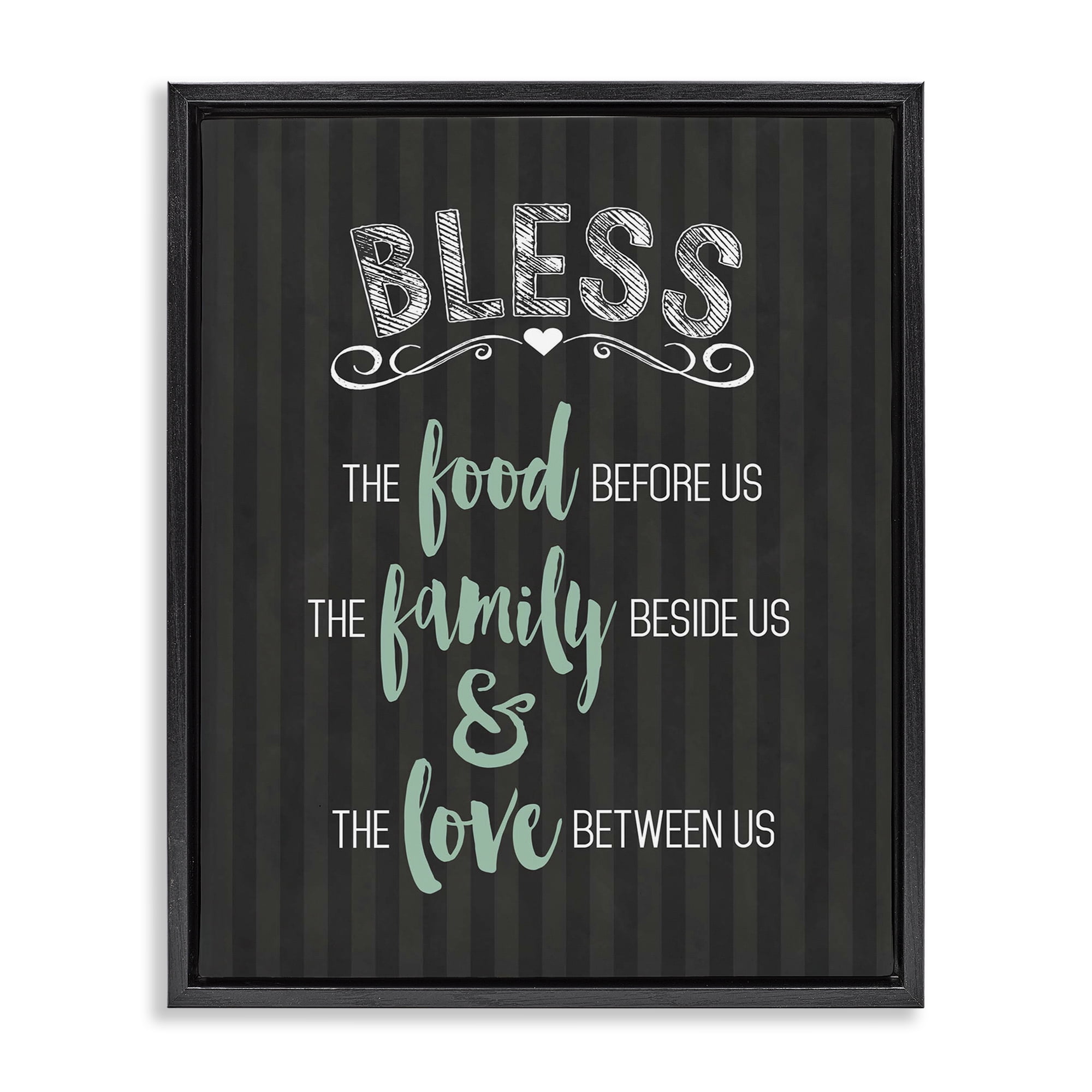 Bless The Food Family & Love Black Framed Floater Canvas Wall Art, design by Lettered and Lined
