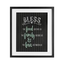 Bless The Food Family & Love Black Framed Print Under Glass, design by Lettered and Lined