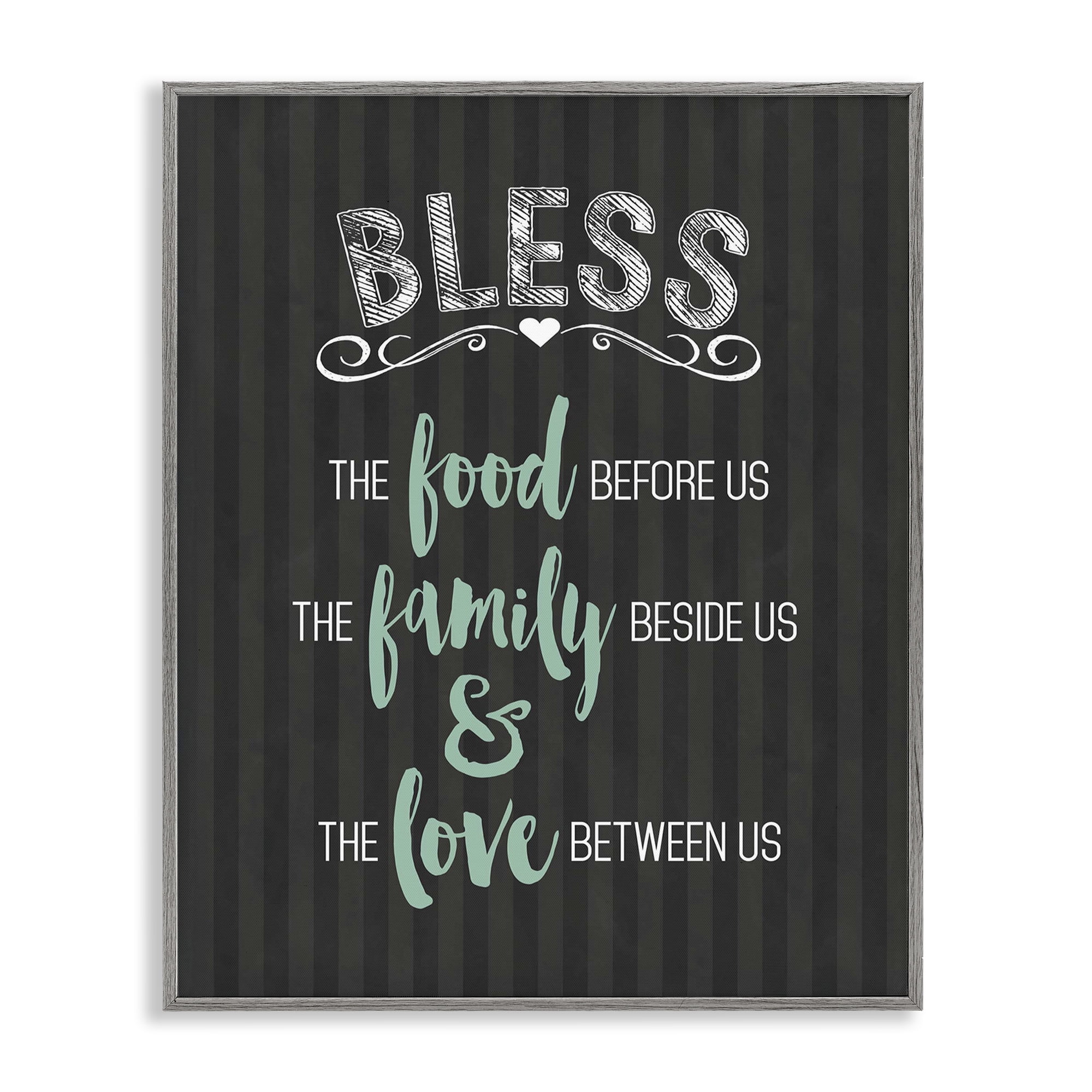Bless The Food Family & Love Gray Framed Giclee Art, design by Lettered and Lined