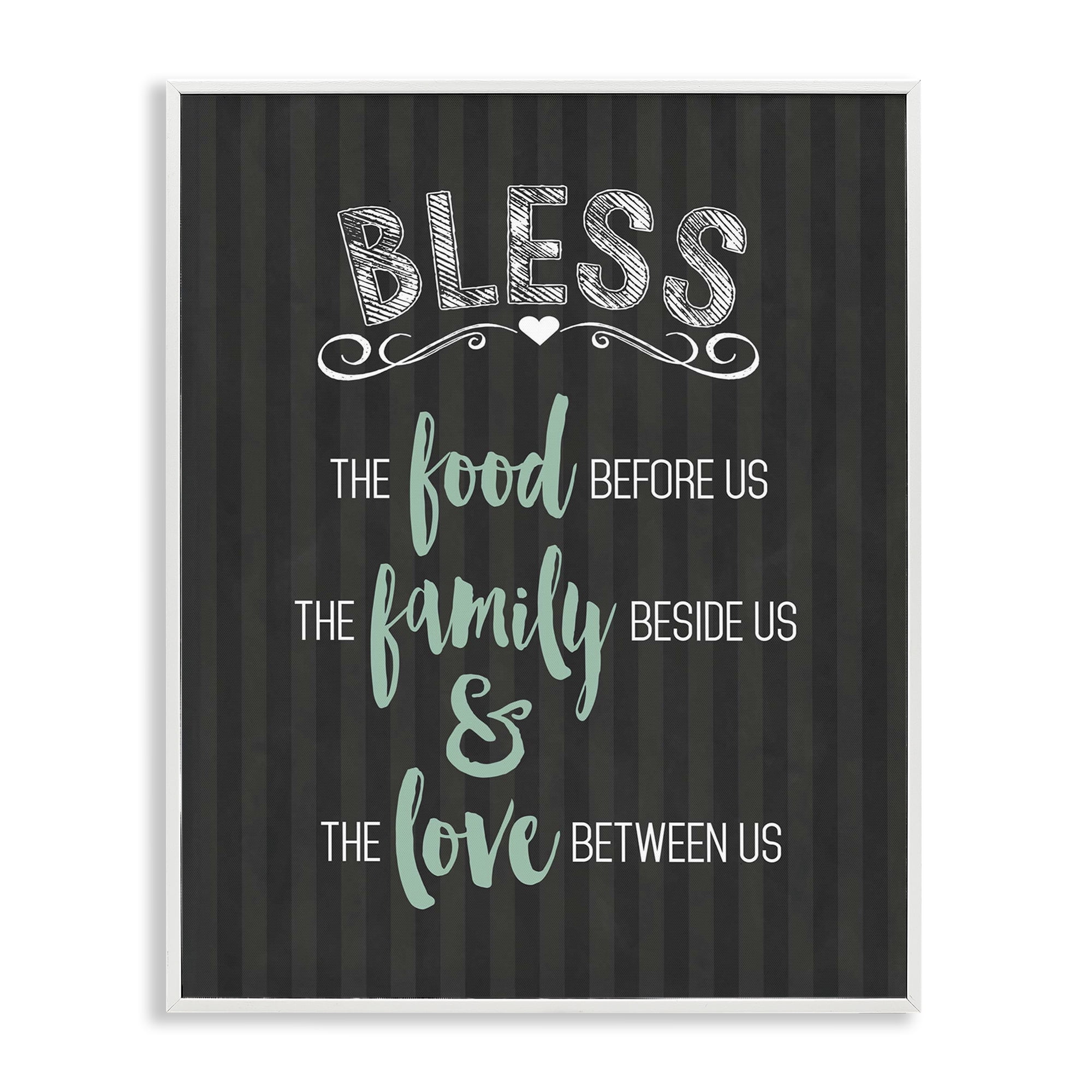 Bless The Food Family & Love White Framed Giclee Art, design by Lettered and Lined