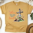 thumbnail image 1 of Bless The Lord Oh My Soul Christian Cross T-Shirt with Floral Design for Women, Gold, Size XL, 1 of 6